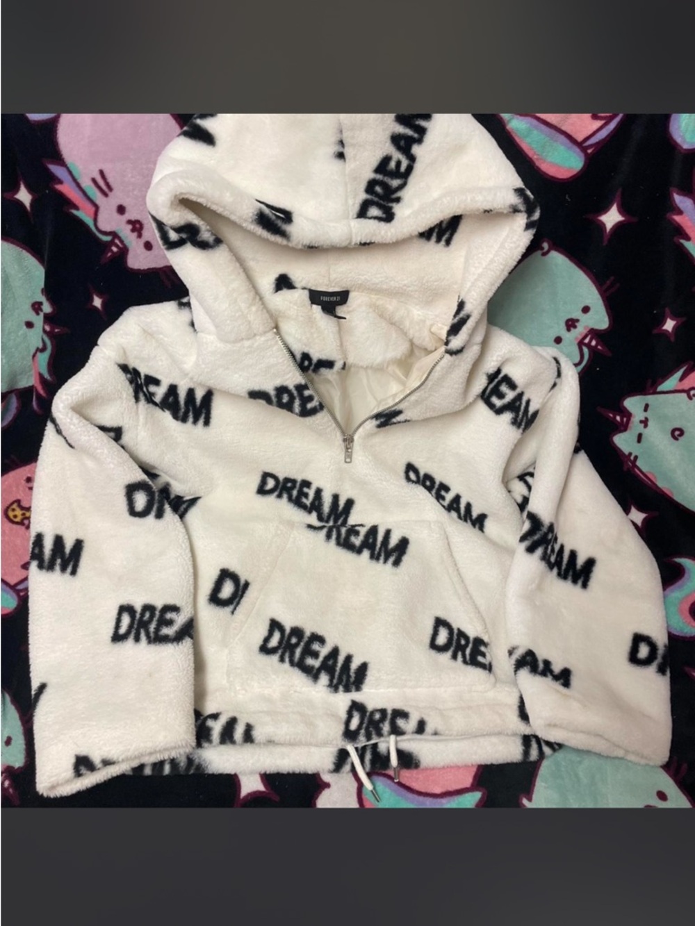 White Fuzzy DREAM hoodie